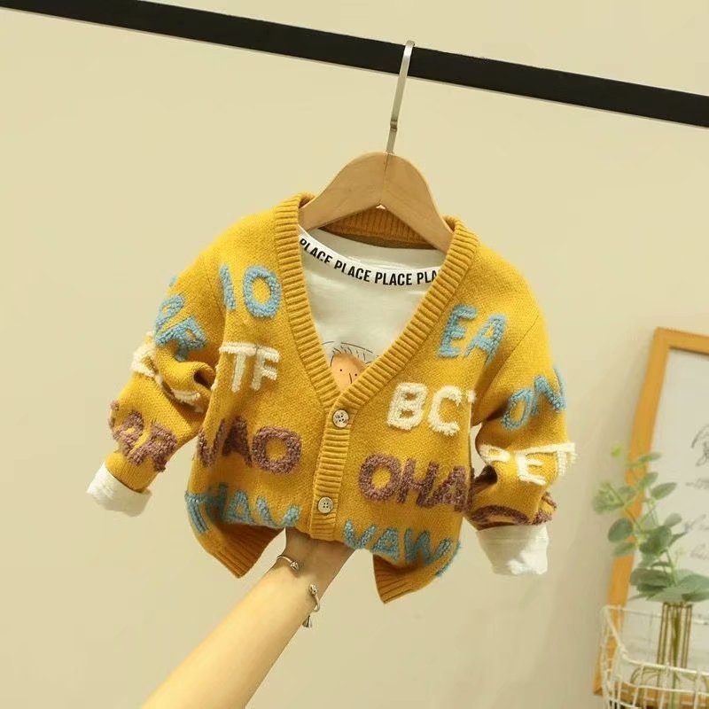 Autumn Baby Girls Boys Sweaters Jersey Letter Coat Kids Knitting Tops Baby Boys Girls Cartoon Long Sleeve Sweaters Terry 1-6 alx