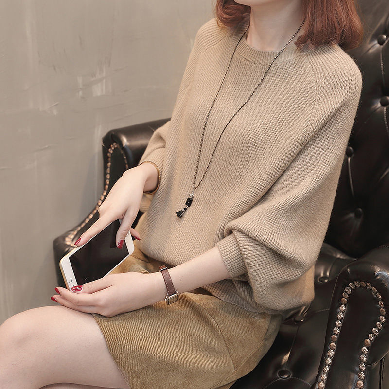 Stylish Solid Color Knitted Loose Batwing Sleeve Sweater Women’s Clothing 2022 Autumn New Oversized Casual Pullovers Korean Tops alx