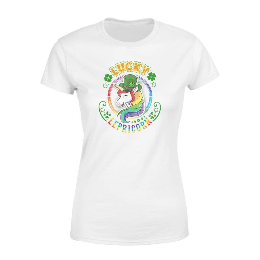 St Patrick’s Day Lucky Lepricorn Unicorn Leprechaun Women’s T-shirt