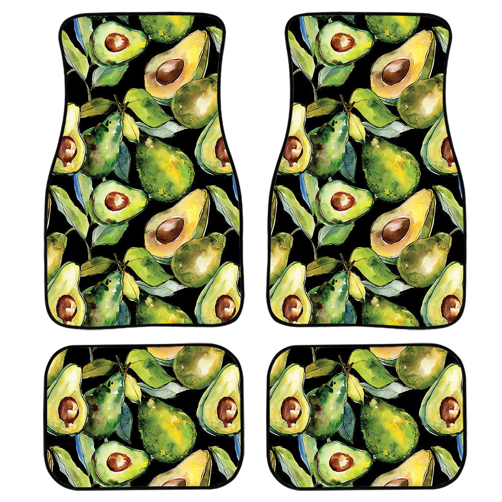 Watercolor Avocado Print Front And Back Car Floor Mats, Front Car Mat