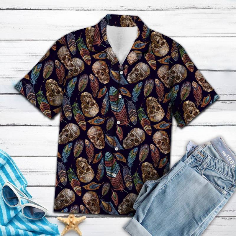 Skull Feather Hawaii Shirt Ha23535