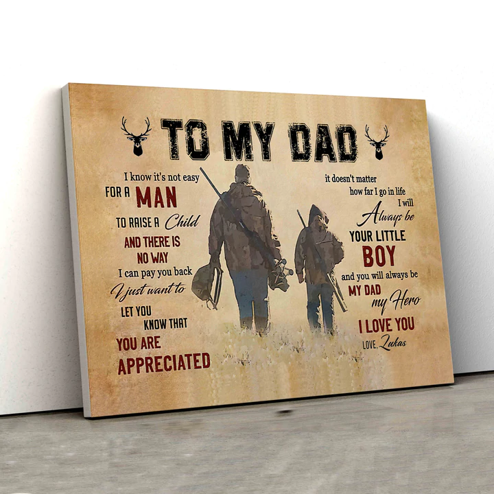 Hunting Canvas, To My Dad Canvas, From Your Son To Dad Canvas, Custom Name Canvas, Family Canvas, Canvas For Gift