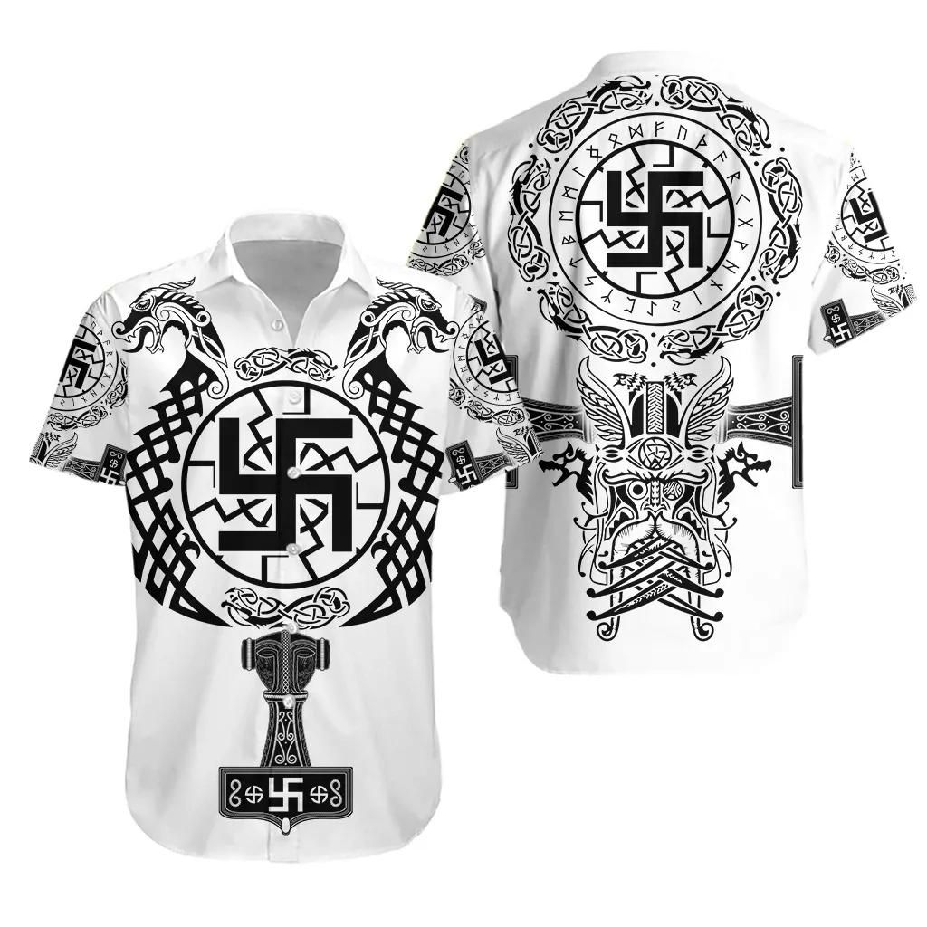 Viking Swastika Aloha Hawaiian Shirt Colorful Short Sleeve Summer Beach Casual Shirt For Men And Women