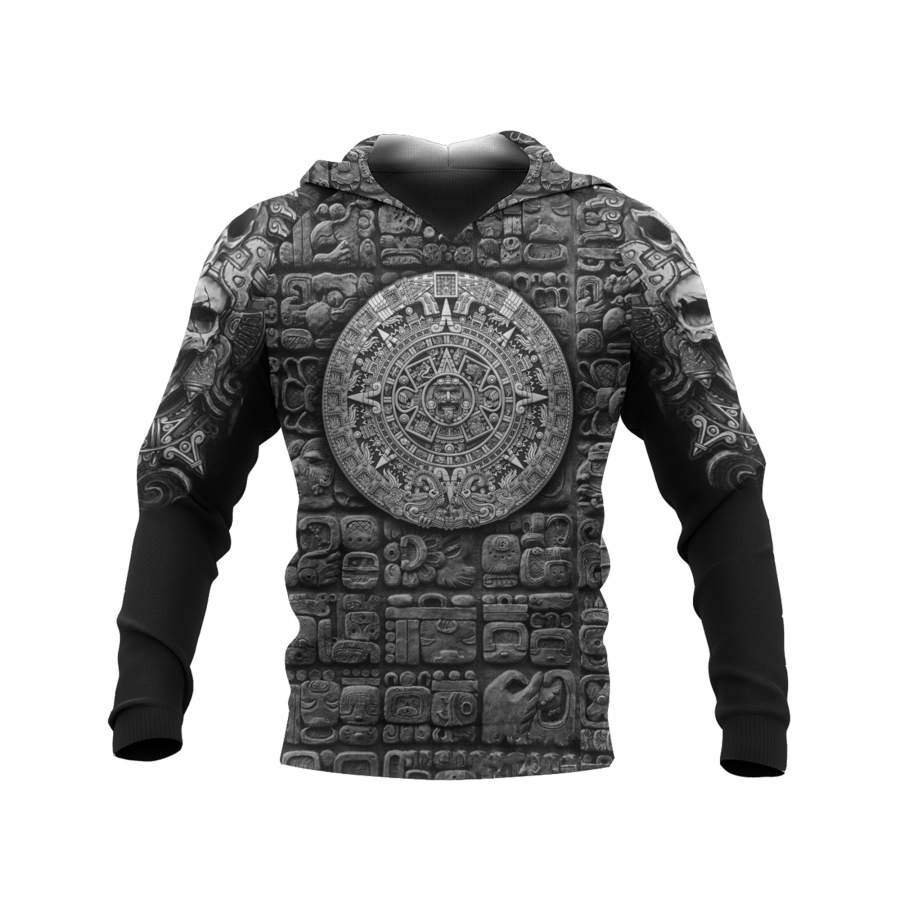 Aztec Warrior Hoodie – Mayan Calendar Aztec Hieroglyphic Mayan Hoodie Mexican