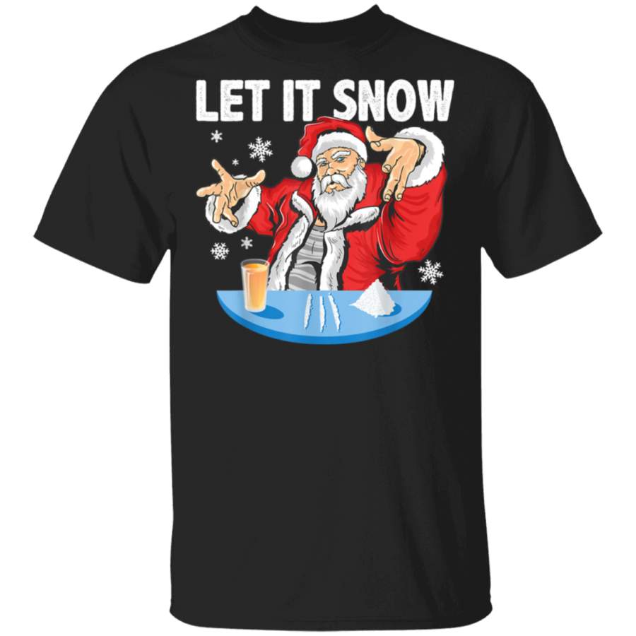 Let It Snow Cocaine Santa Adult Humor Funny Gag Gift T-Shirt