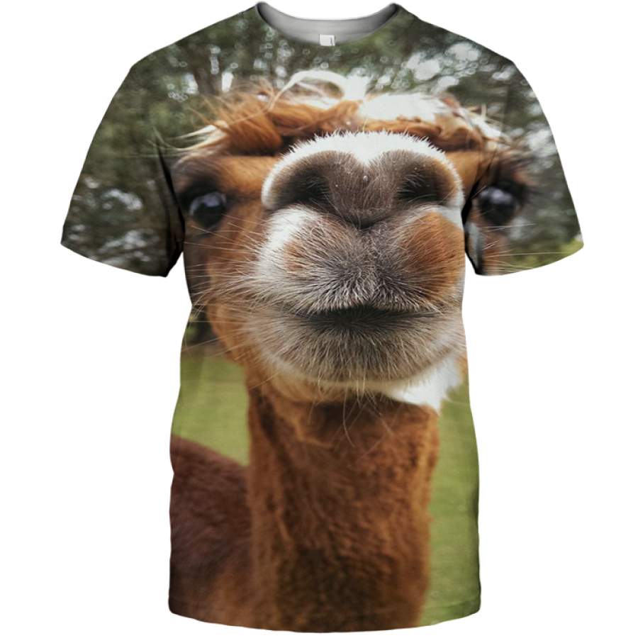 3D All Over Print Llama Face Funny Shirt