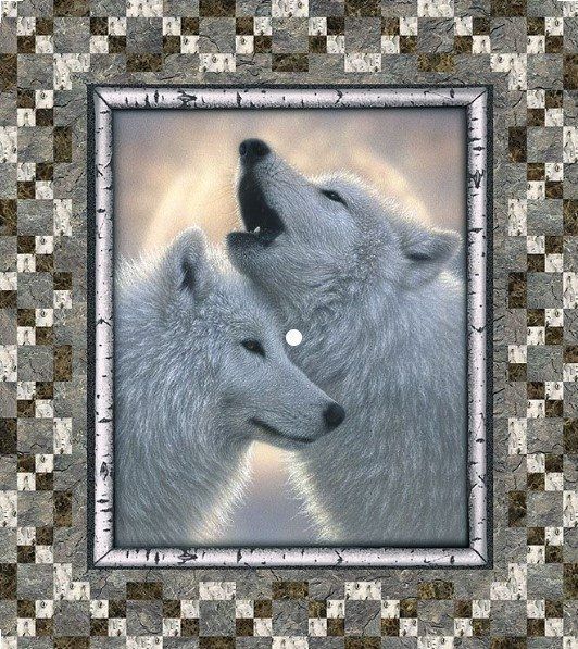 White Wolf Couple Animal Quilt Blanket