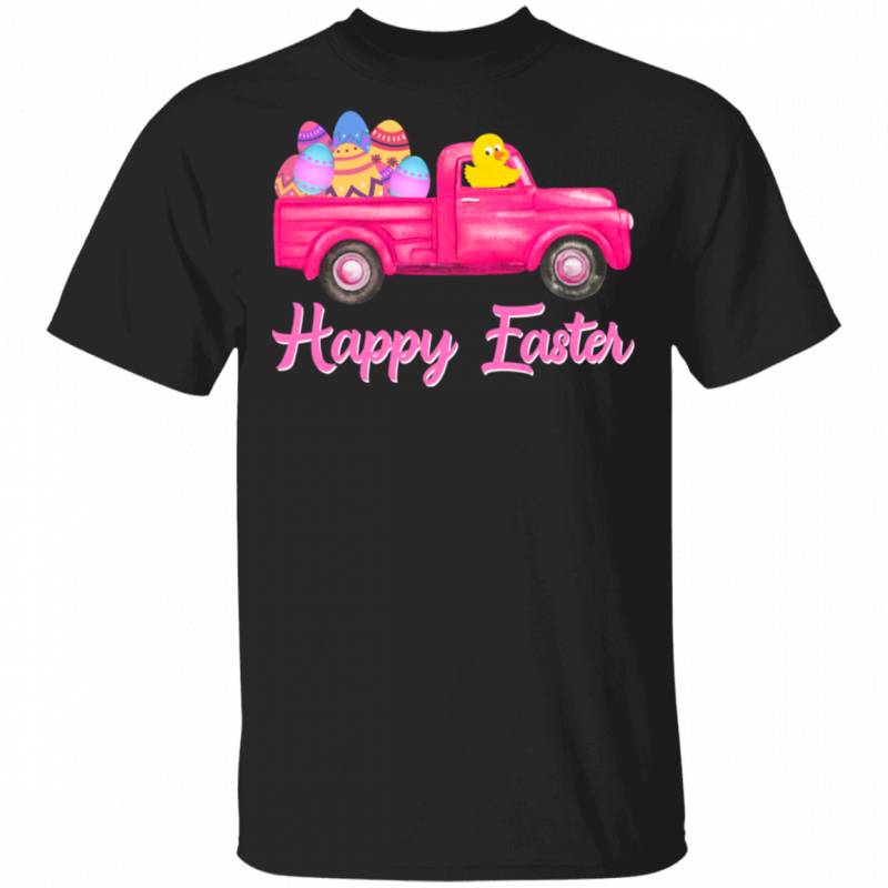 Chick Riding Truck Funny Rabbit Bunny Eggs Easter Day Matching Shirt For Kids Men Women Chick Chicken Lover Farmer Gifts T-Shirt