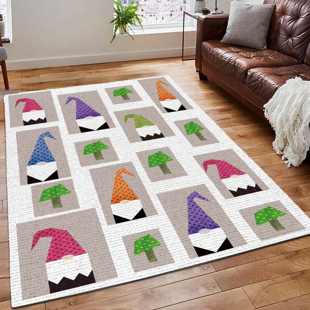 Halloween Truck Gnomes Area Rug, Gnomes Printing Floor Mat Carpet, Gnome Rug, Thanksgiving Couple Gnomes Area Rug, Gnomes Rug, Gifts For Gnomes