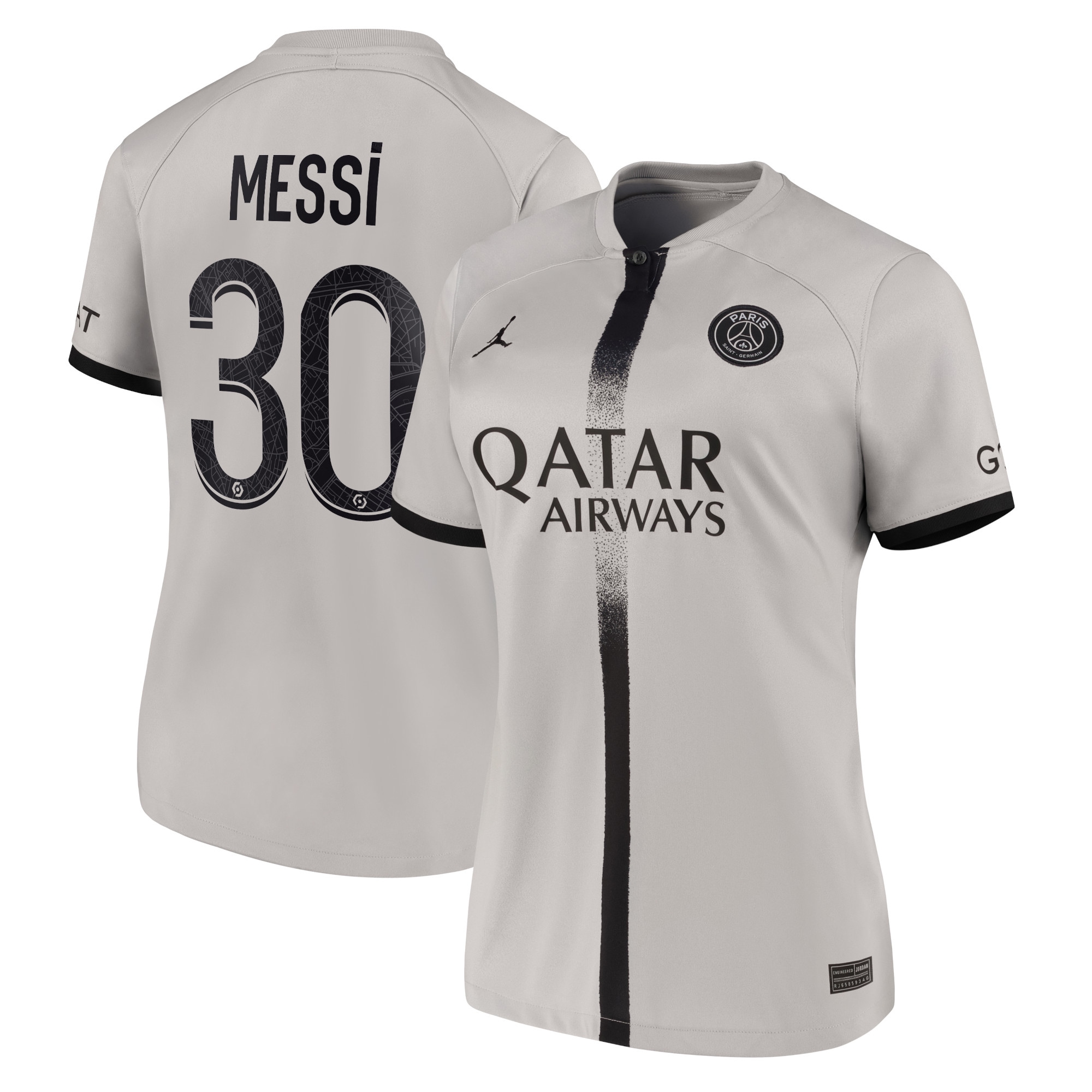 Lionel Messi Paris Saint-Germain Women's 2022/23 Away Breathe Stadium Replica Player Jersey – Black