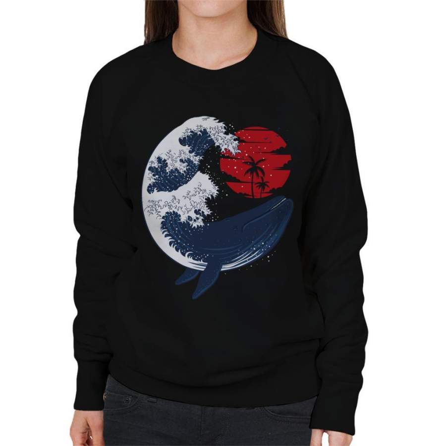 Whale Wave Hokusai Style Women’s Sweatshirt