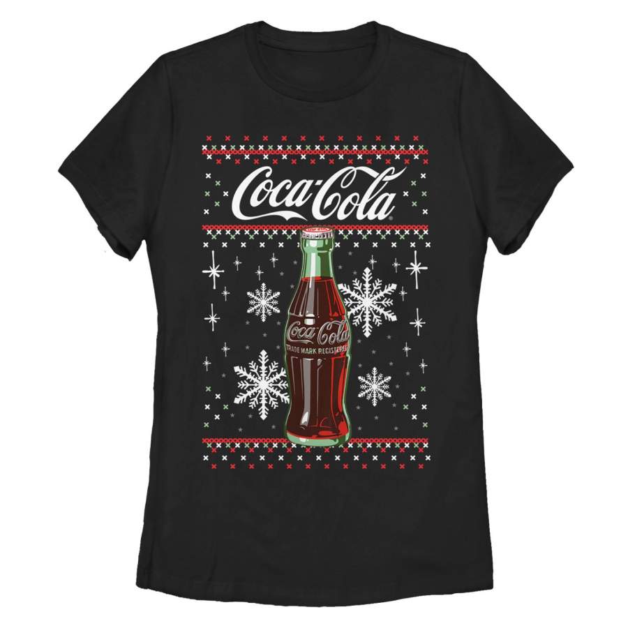 Coca Cola Women’s Christmas Bottle Snowflake T-Shirt