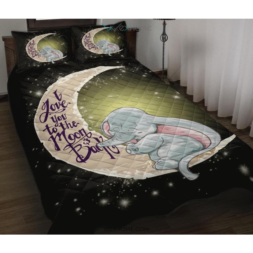 Baby Elephant To The Moon Quilt Bed Sets – Unique Design Amazing Gift