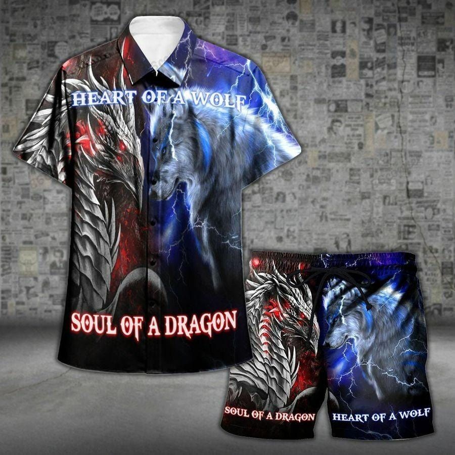 Hawaii Aloha Shirts Beach Shorts Heart Of Wolf Soul Dragon Ha59008