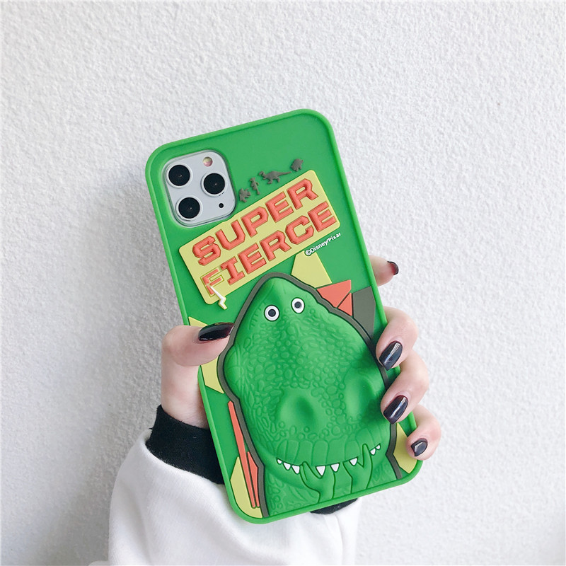 3D Lifelike Dinosaur Case for iPhone 14 Pro Max 13 12 11 XR XS X 8 7 6 Plus Soft Silicone Shockproof Cover alx