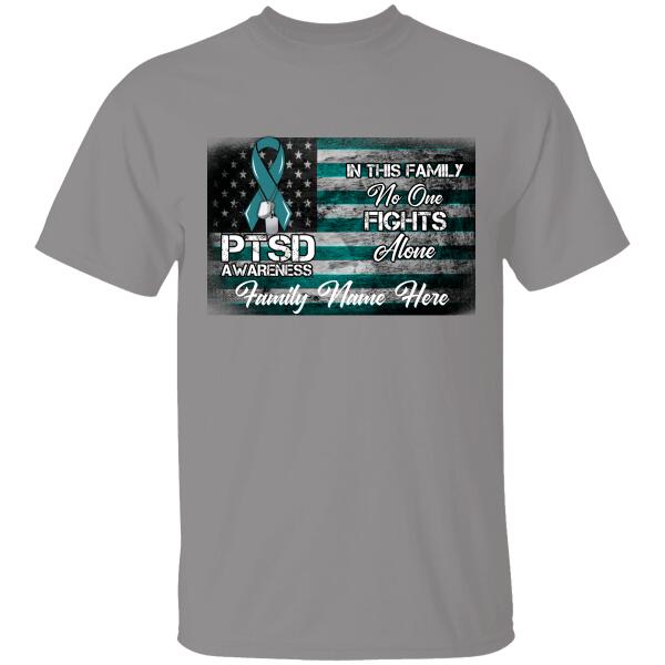 In This Family No One Fights Alone Personalized T-Shirt For Dad Papa Grandpa