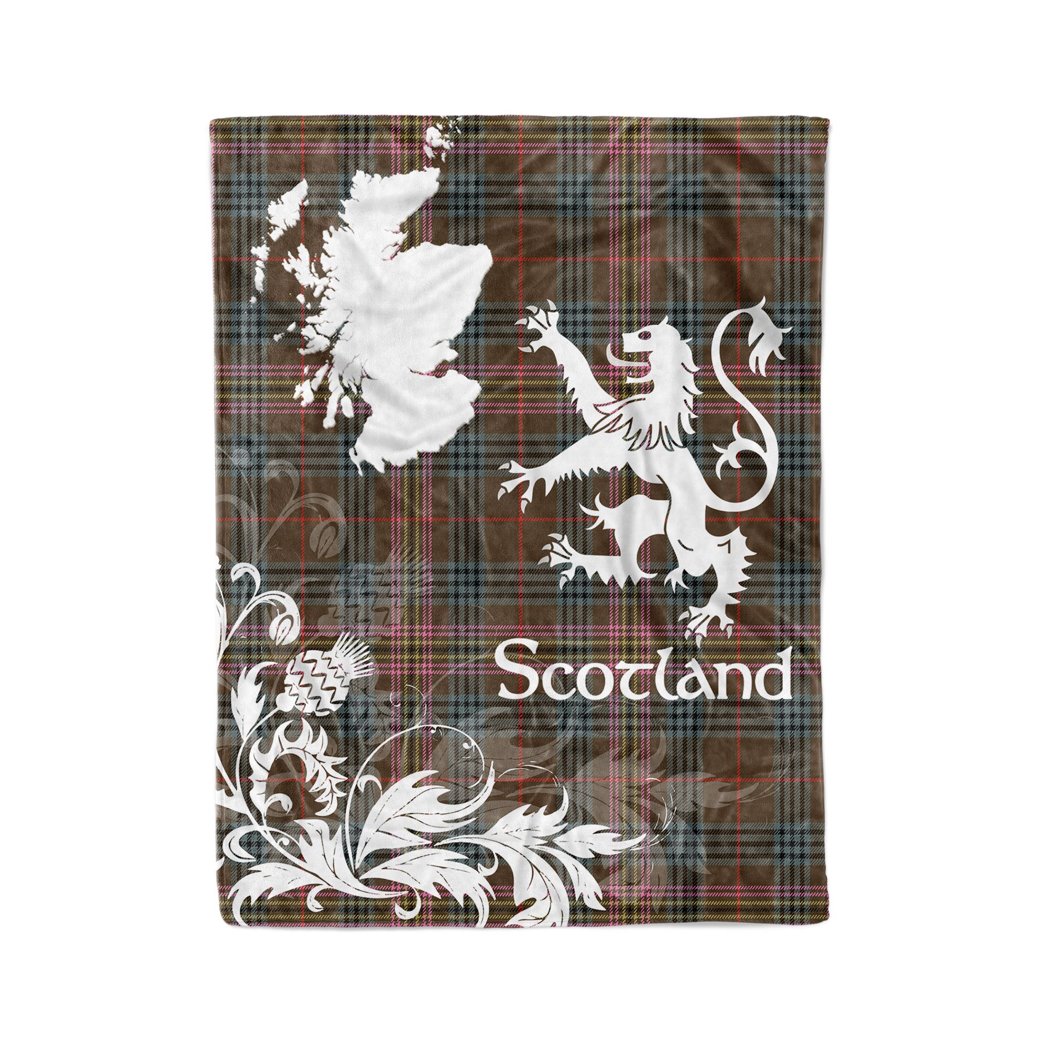 Tartan Plaid Fleece Blanket Tartan Blanket Thistle And Lion Scottish Clan Kennedy Weathered Plaid Blanket