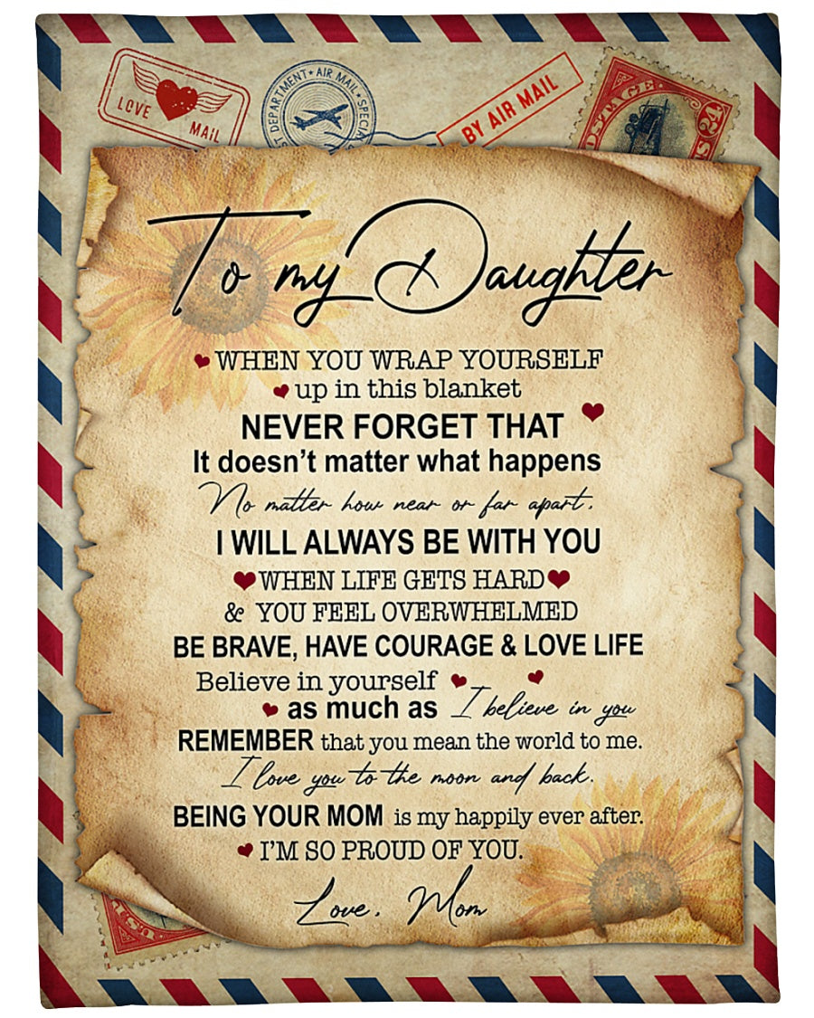 To My Daughter I’M So Proud Of You Fleece Blanket Gift For Daughter From Mom Birthday Gift Home Decor Bedding Couch Sofa Soft