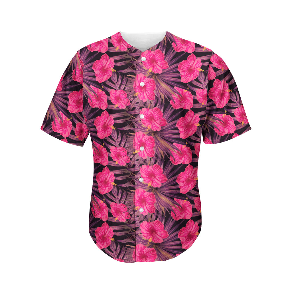 Pink Hawaii Hibiscus Pattern Print Baseball Jersey Ha105267