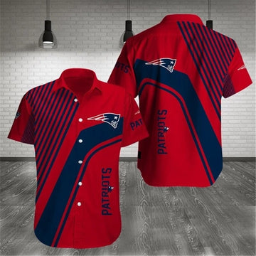 New England Patriots Stripe Pattern Flower Hawaiian Shirt | For Men & Women | Hw1693