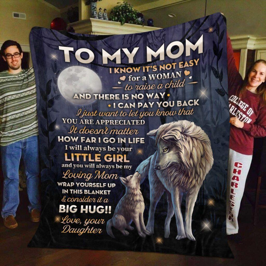 Wolf From Daughter To My Mom – Gift For Mom For Mother’S Day, Unique Gifts Home Decor Gift For Family – Sherpa Blanket Fleece Blanket