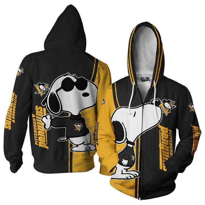 Pittsburgh Penguins Snoopy Lover 72890 Unisex 3D Zip up Hoodie Jacket T-shirt