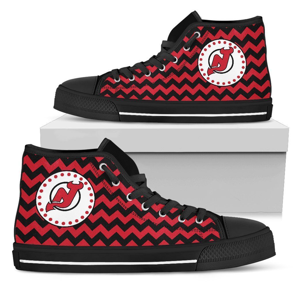 New Jersey Devils Chevron Pattern High Top Shoes