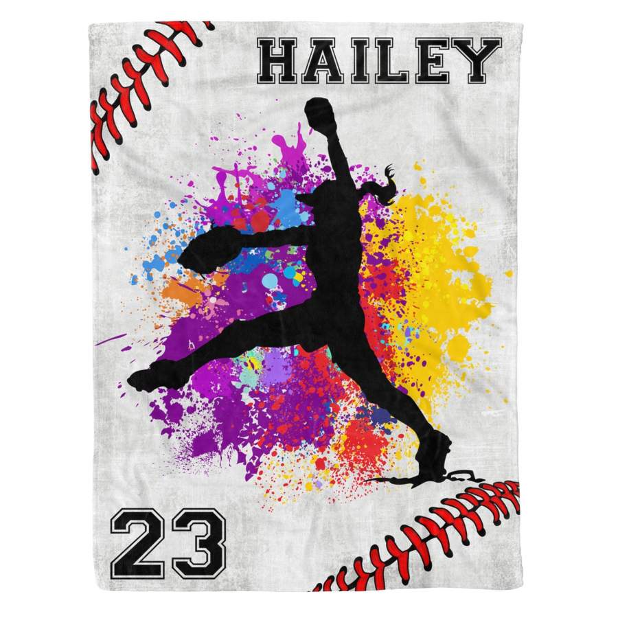 Custom Softball Pitcher Fleece Blanket