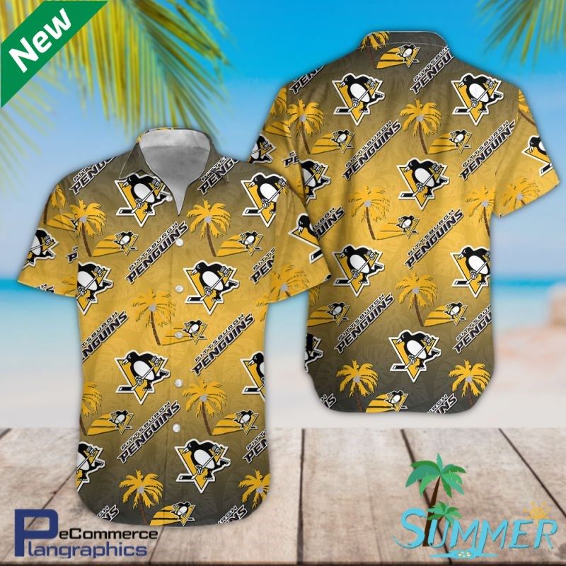 Pittsburgh Penguins Hockey Team 3D Print Hawaiian Aloha Shirt Hawaiian Shorts Beach Short Shirt