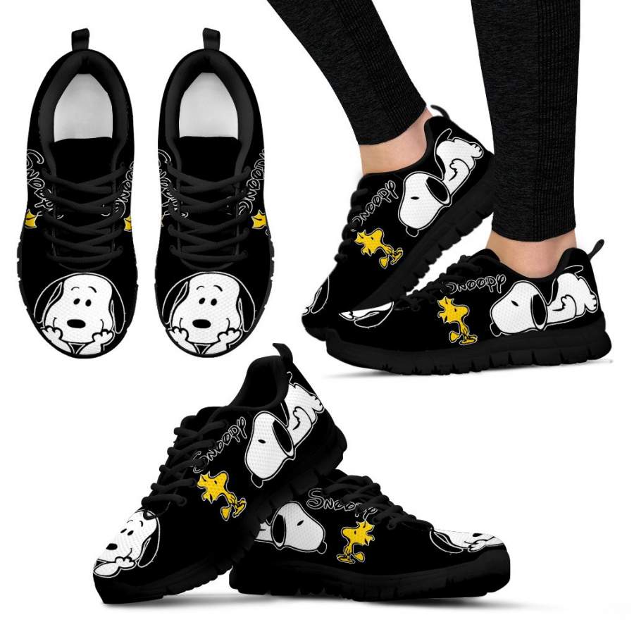 Black Snoopy Sneakers Snoopy Shoes For Women