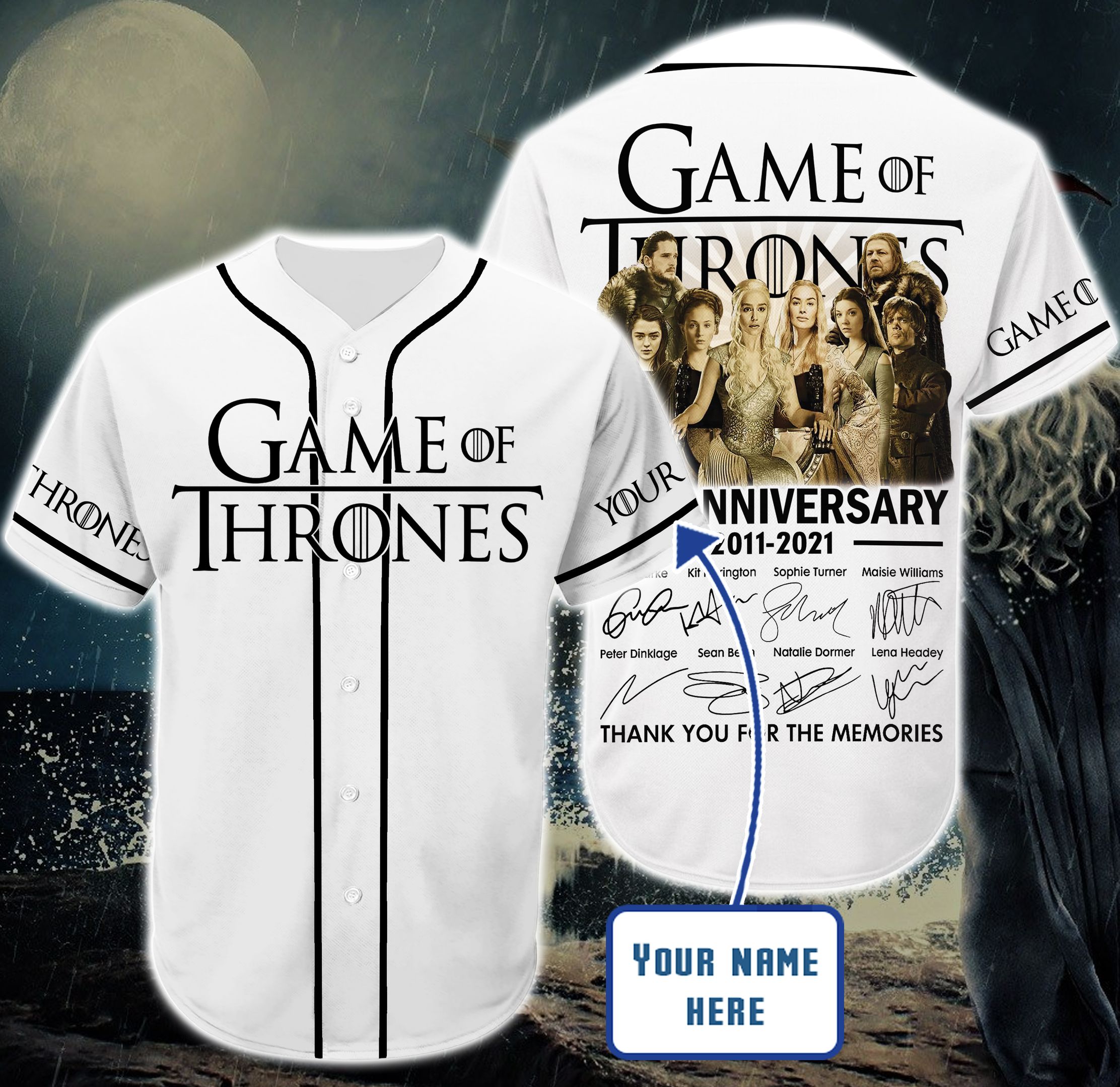 Wing Game Of Thrones White Personalized Custom Name Baseball Tee Jersey Shirt Unisex Men Women