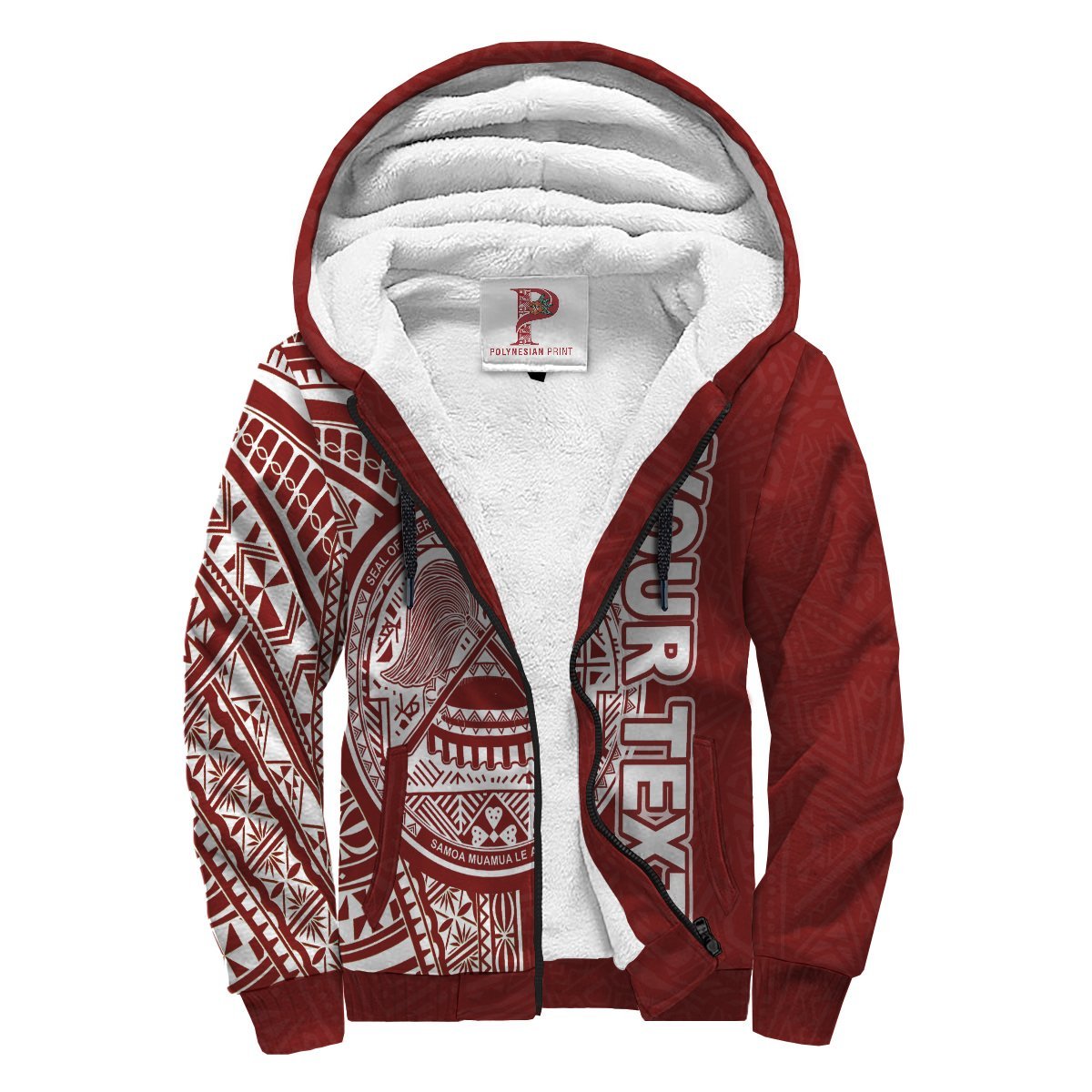 American Samoa Personalised Custom Polynesian Sherpa Hoodie – Line Red – BN1139