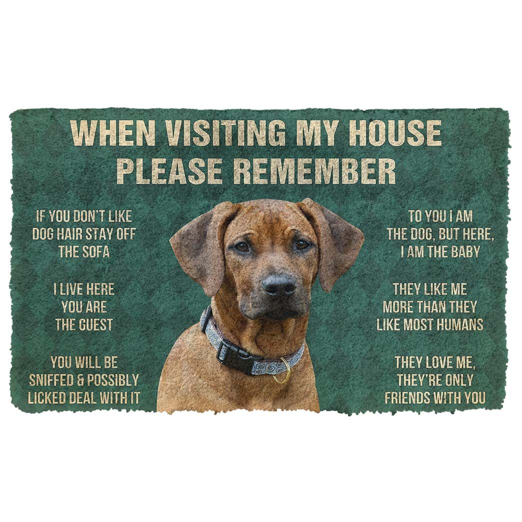 Gearhumans 3D Please Remember Rhodesian Ridgeback House Rule Custom Doormat