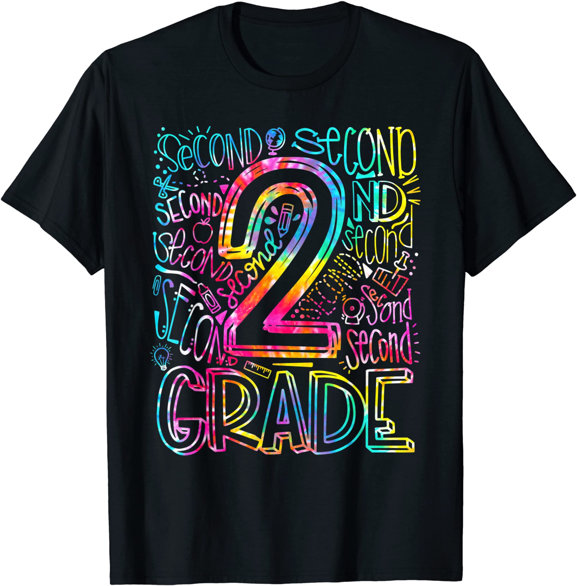 Tie Dye 2Nd Grade Typography Team Second Grade Teacher Gift T-Shirt