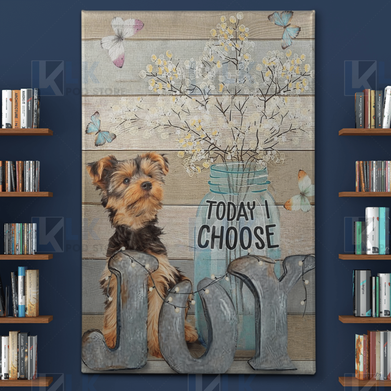 YORKSHIRE TERRIER – CANVAS Today I Choose JOY [11-B] | Framed, Best Gift, Pet Lover, Housewarming, Wall Art Print, Home Decor