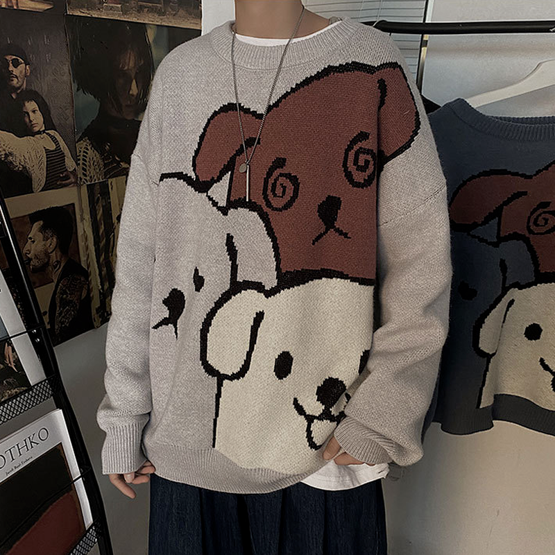 Cartoon Bear Sweater Men’s Winter Men’s Women’s Fashion Long-sleeved Knitted Pullover Sweater Oversized 2022 New Cotton Coat alx