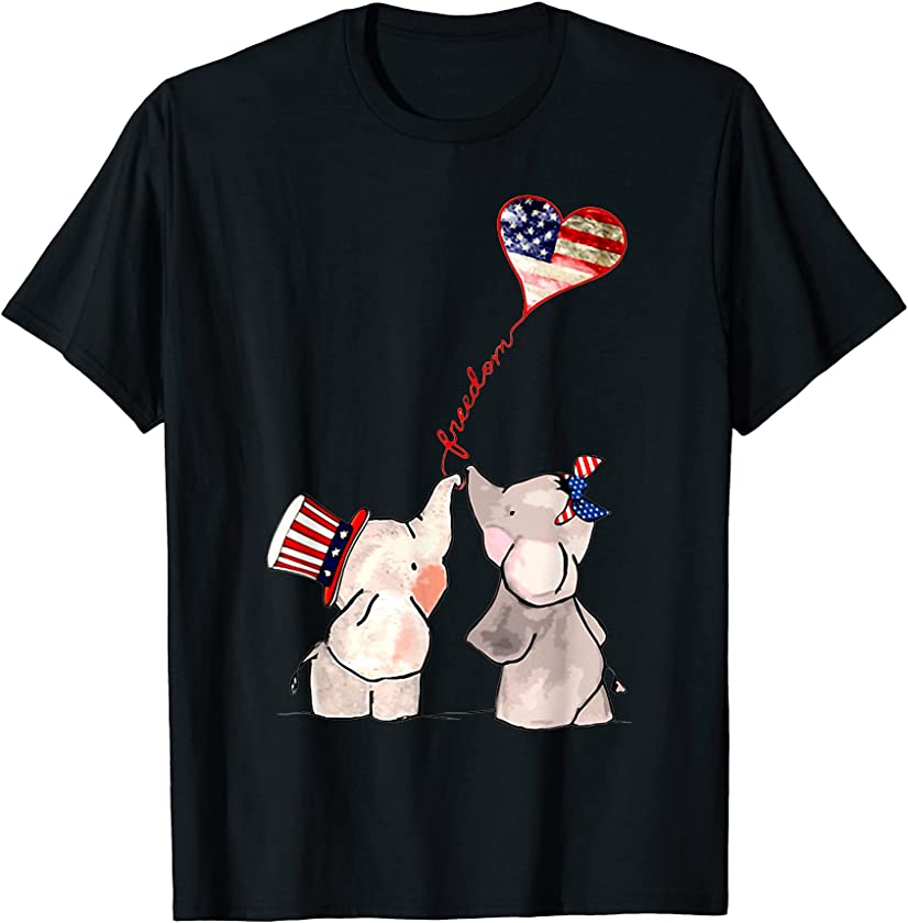 American Patriot Elephants Happy Independence Day Freedom T-Shirt