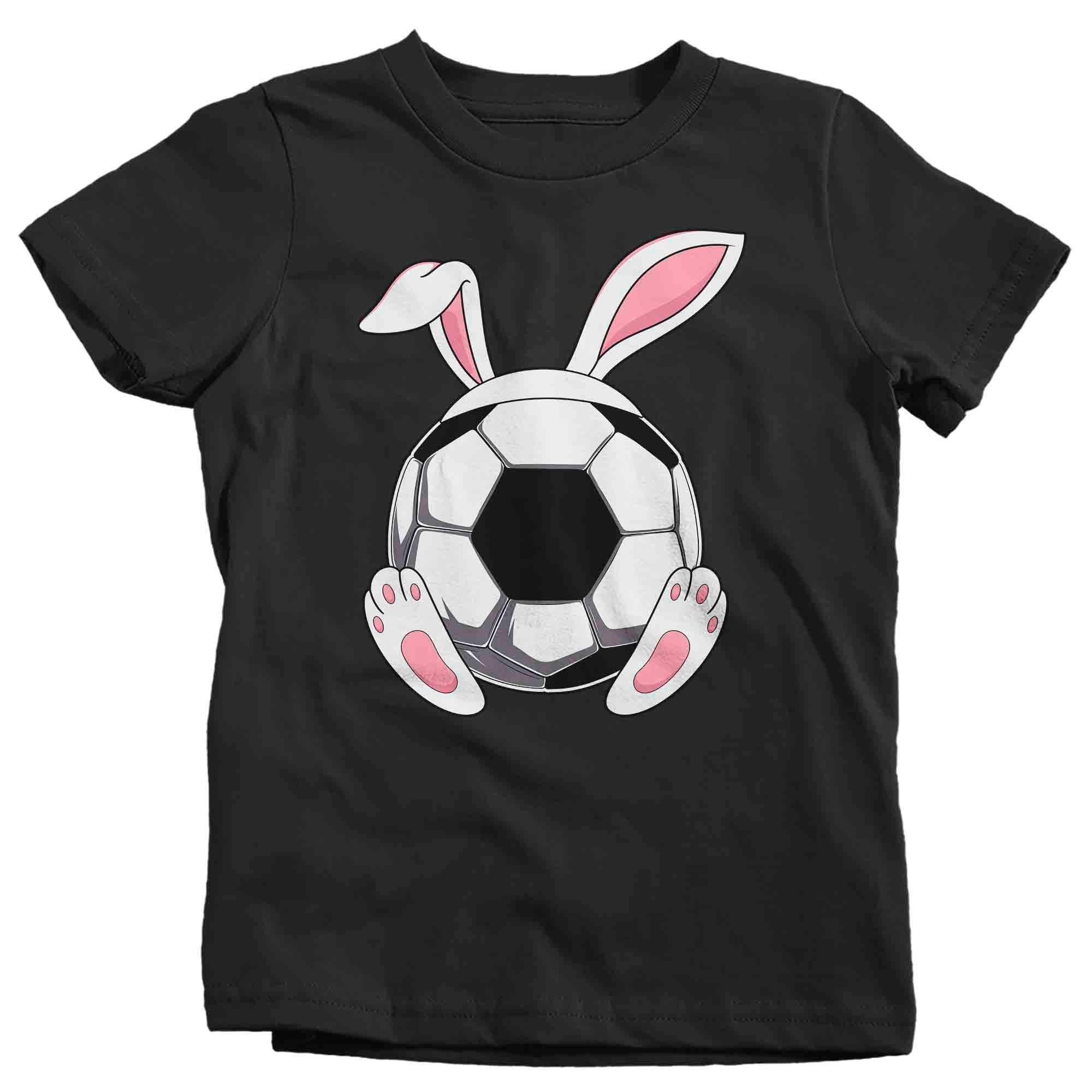 Kids Funny Easter T Shirt Soccer Ball Bunny Shirt Rabbit Ears Feet Soccer Player Gym Tshirt Gift Easter Tee Boy’S Girl’S Youth