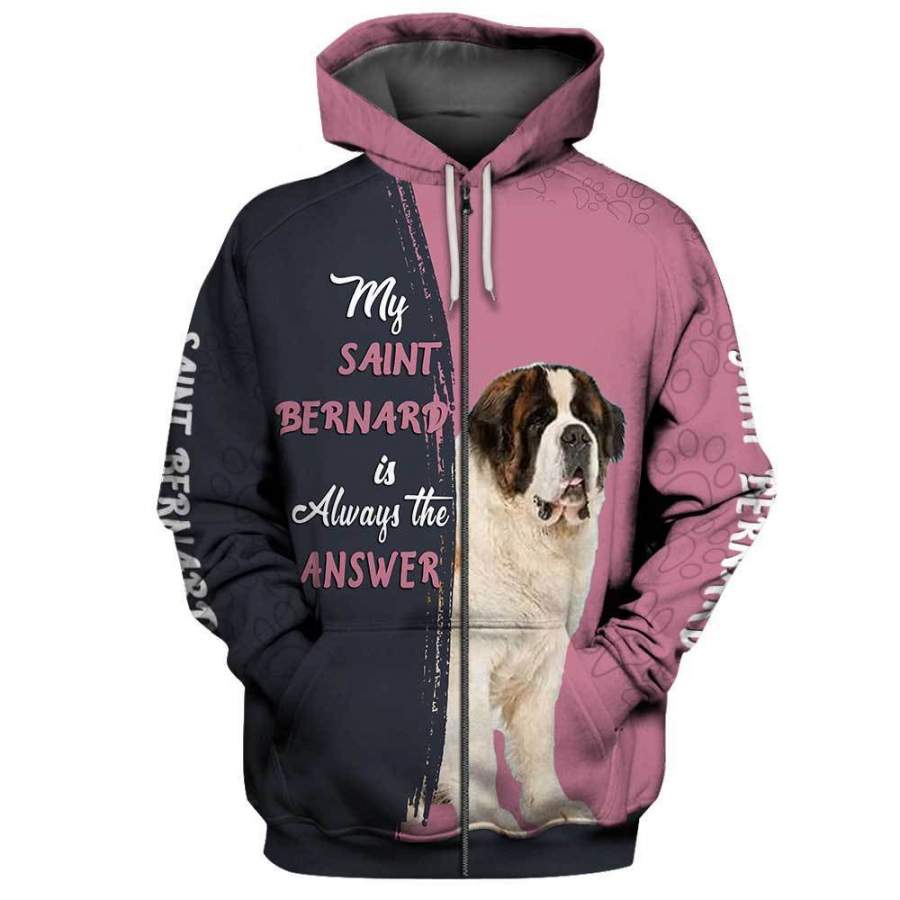 SAINT BERNARD Answer 3D Full Printing Zip Hoodie
