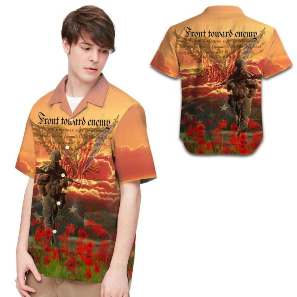 Hawaiian Shirt Front Towards Enemy Men Hawaiian For Soldiers Ha60026