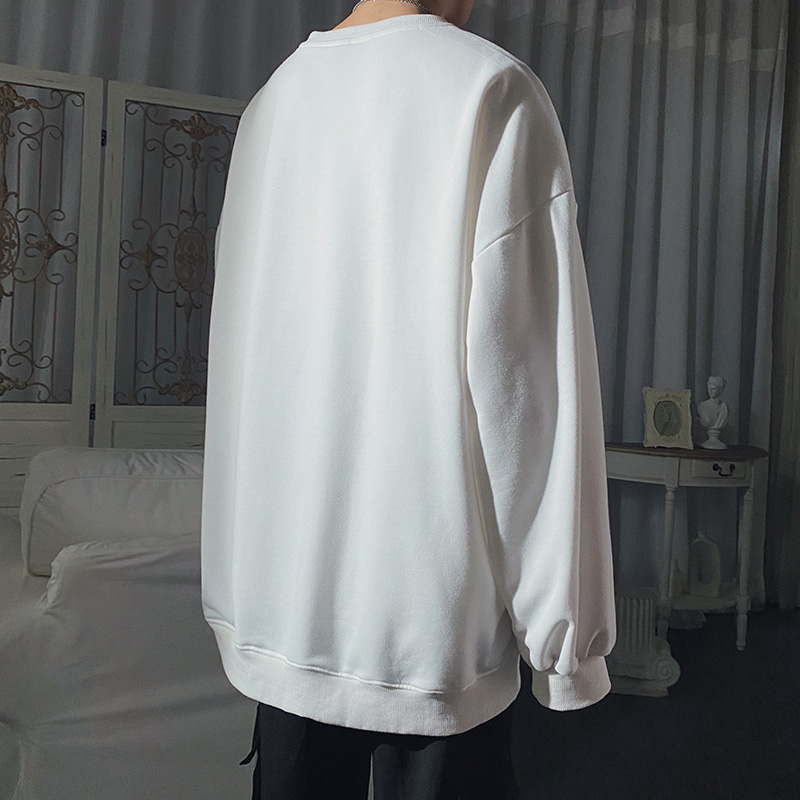 Autumn Korean Style Sweatshirts Men Women Vintage Solid Oversized Pullover Fashion Streetwear With Cute Little Bear alx