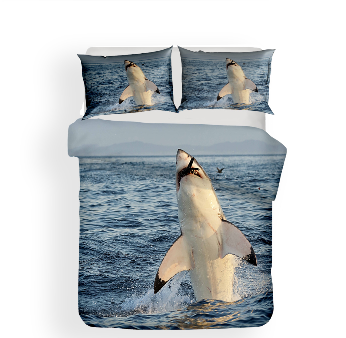 Blue Sea Life Pattern Bedding Set 3D Digital Shark Printed Piece Quilts And Pillowcases Uk /Auus Sizes Duvet Covers