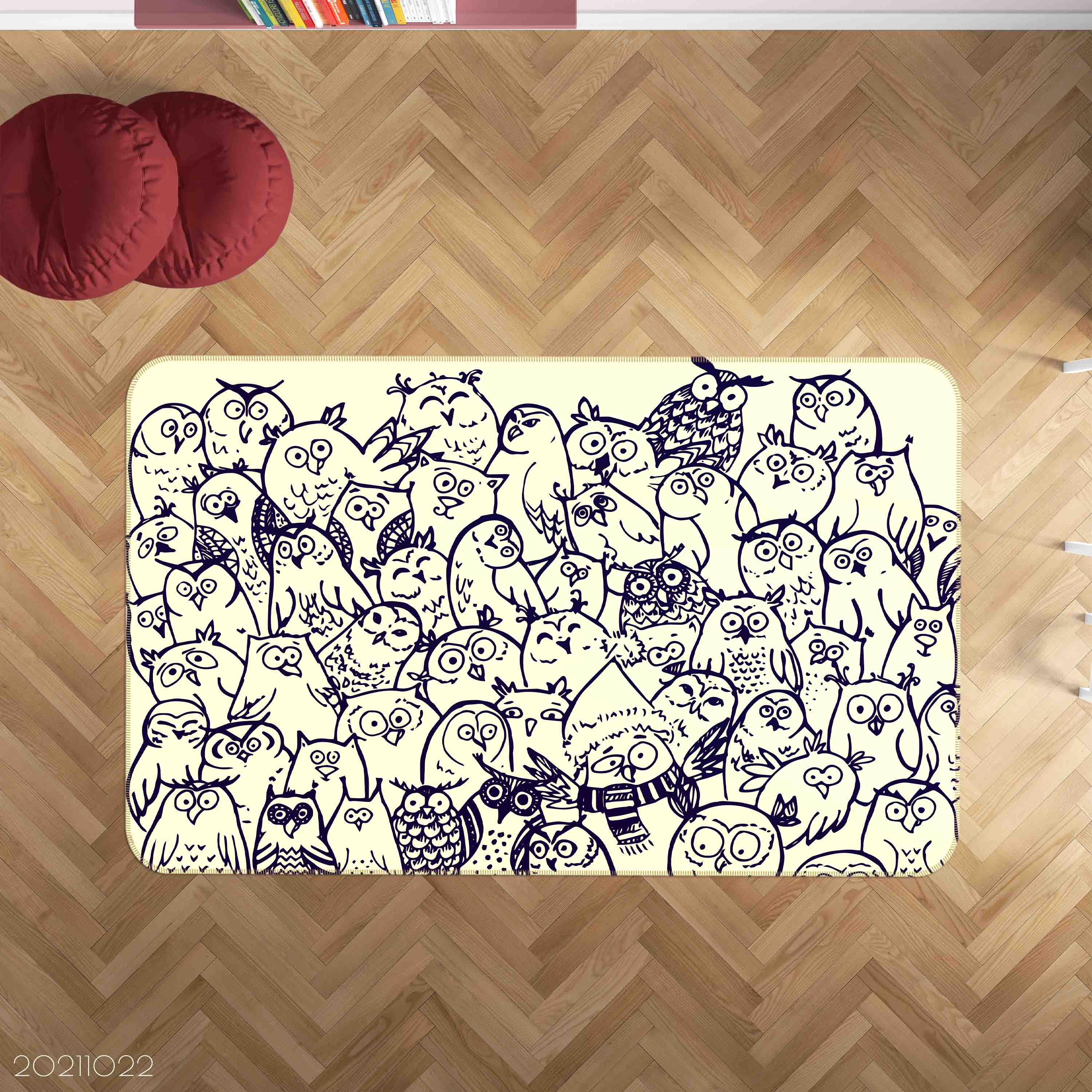 3D Cute Animal Doodle Non-Slip Rug Mat 108