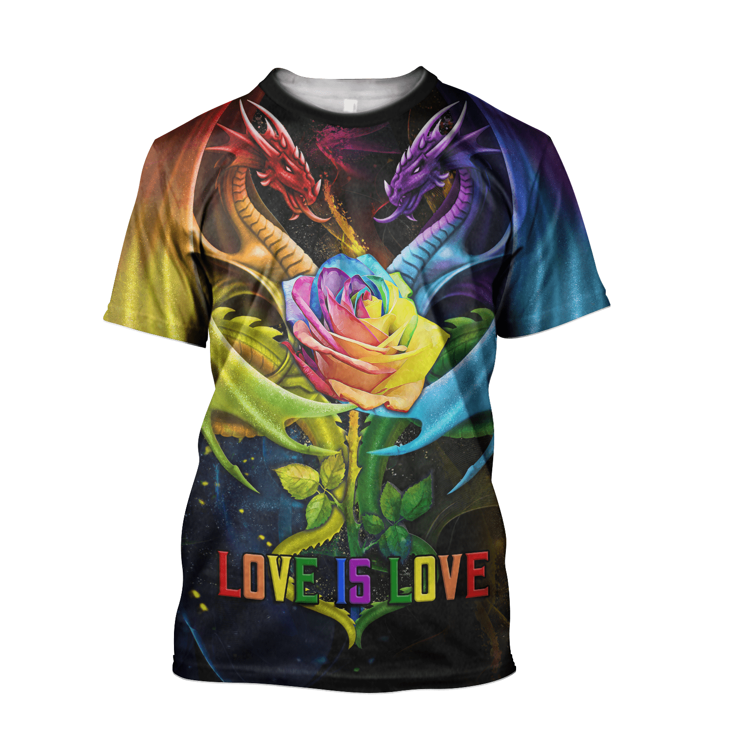 Tmarc Tee Lgbt Dragon Couple Rose Love Is Love Pride 2022 Unisex Shirt