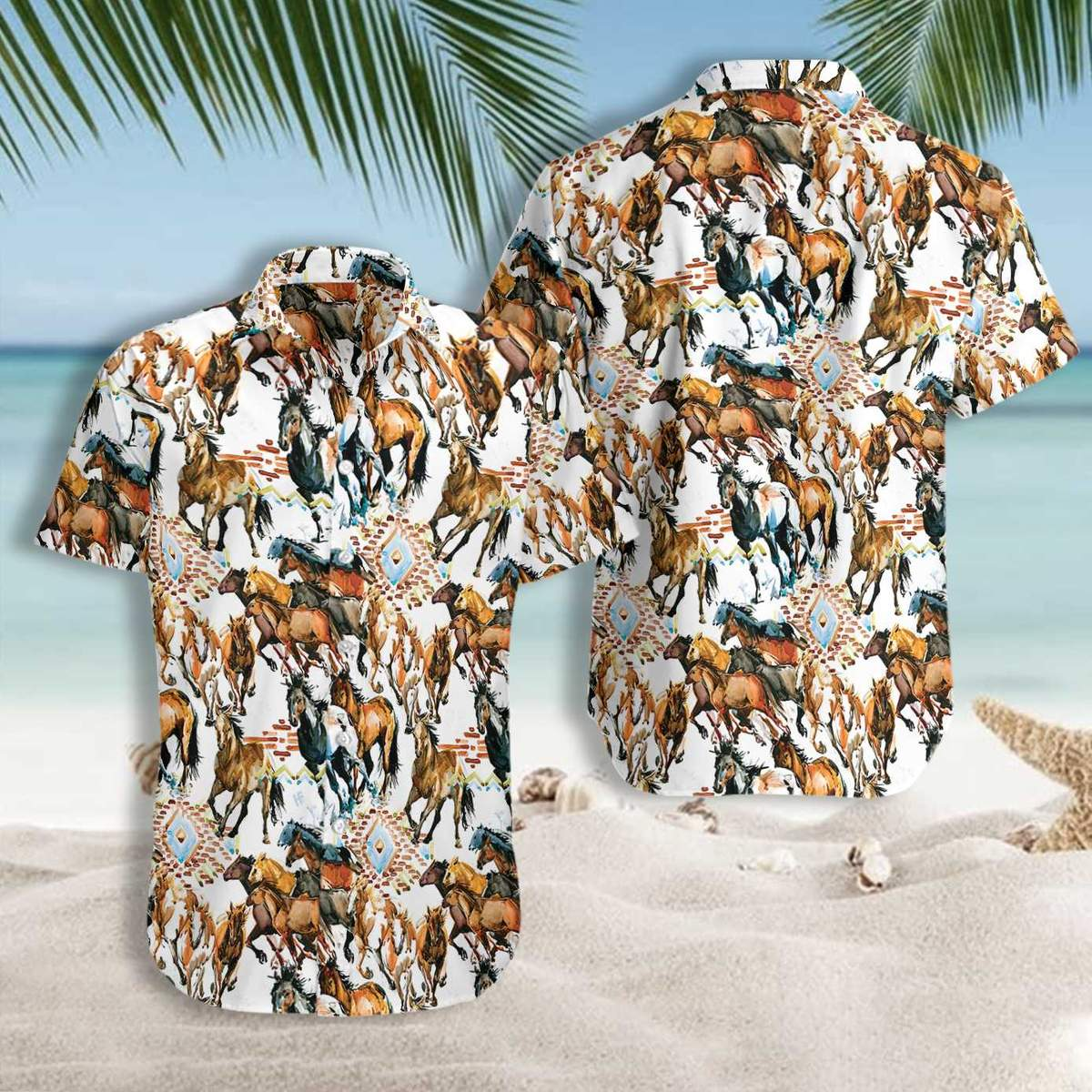 Running Wild Horse With Tribal Texture Hawaii Shirts Ha42759