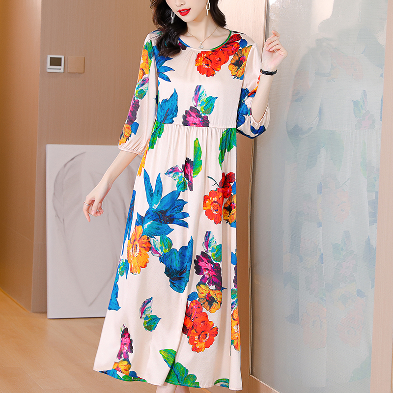 2022 New Print Rayon Beach Midi Dress Spring Summer Korean Vintage Casual Party Vestidos Women Elegant Bodycon Plus Size Dress alx