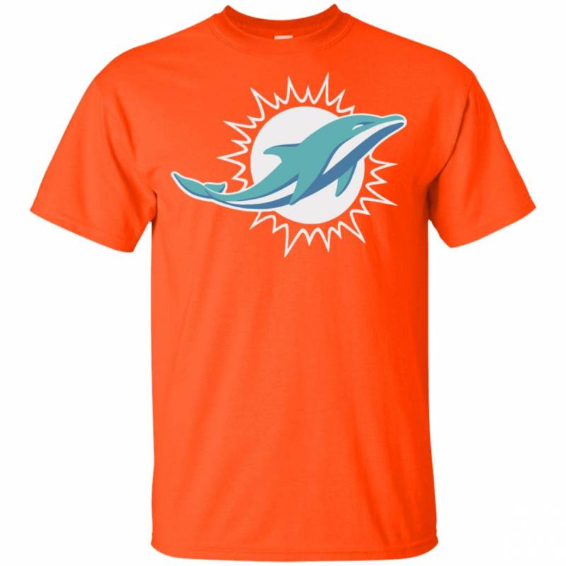 Orange Miami Dolphins Team Logo Youth Kids T-Shirt