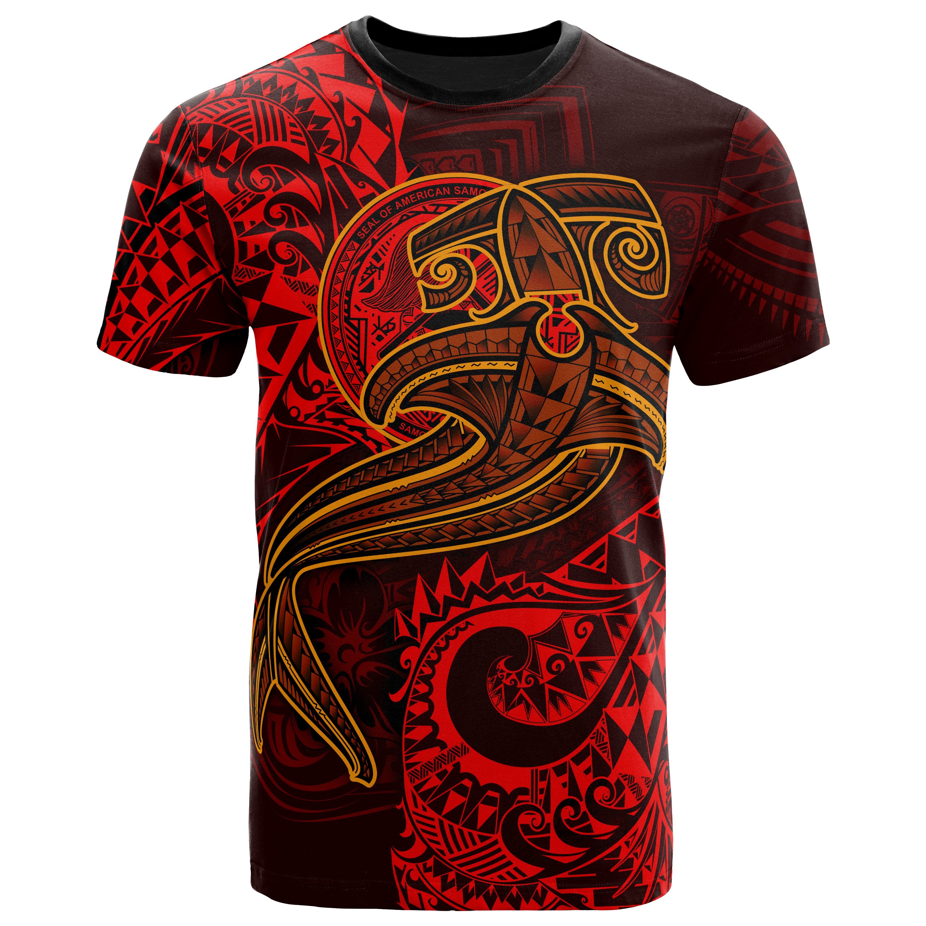 American Samoa T-shirt – Red Shark Polynesian Tattoo – BN18