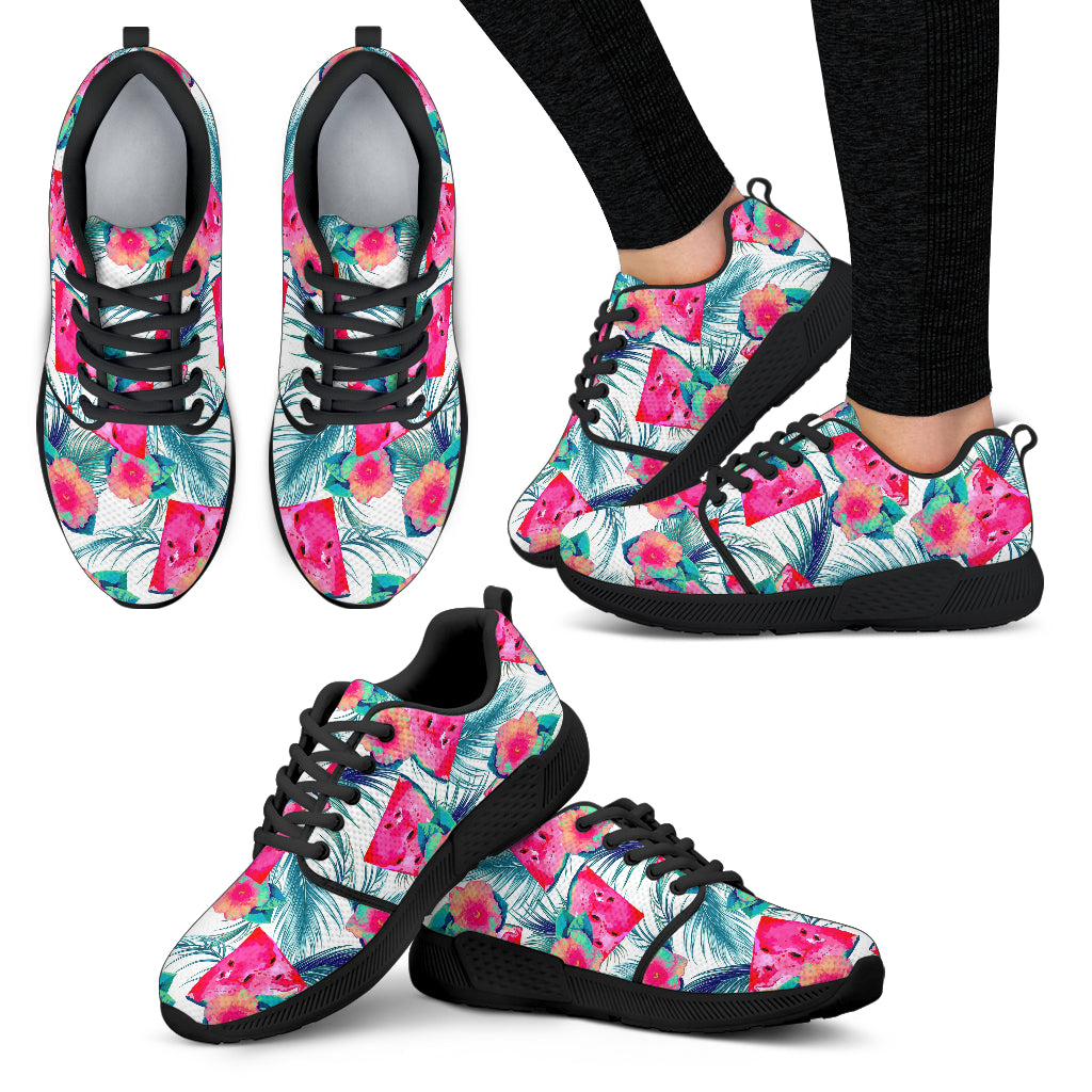 Watermelon Teal Hawaiian Pattern Print Women’S Athletic Shoes