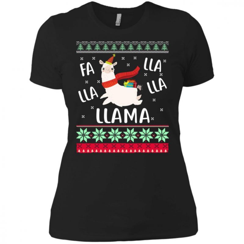 Ugly Christmas Sweater Llama Funny Holiday Women T-shirt